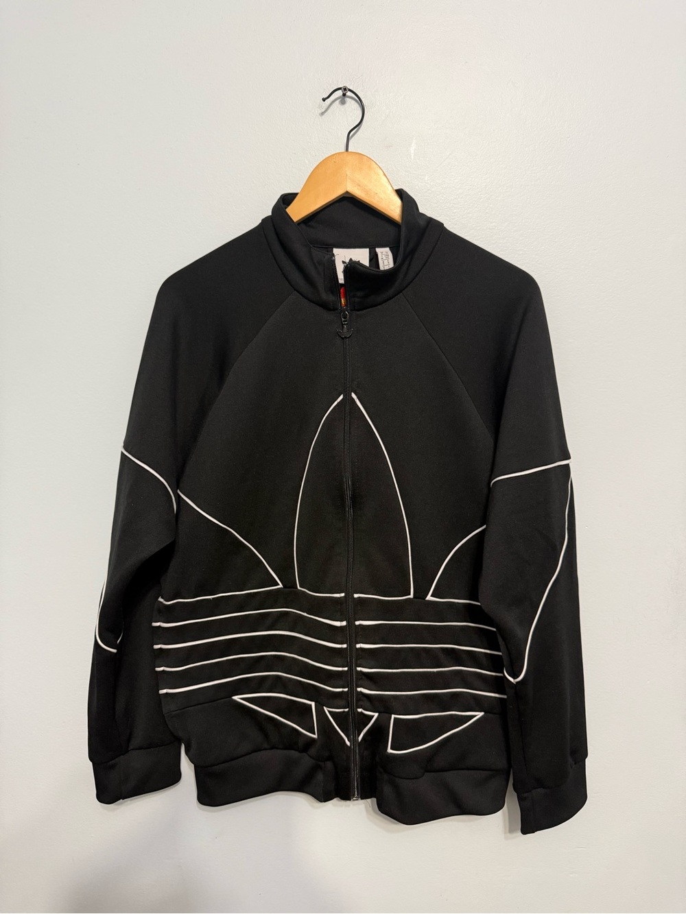 adidas Black Track Jacket with White Piping